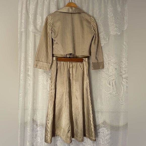 Authentic 1940s Handmade Satin Two Piece Dress Set Striped Vintage - Picture 3 of 16
